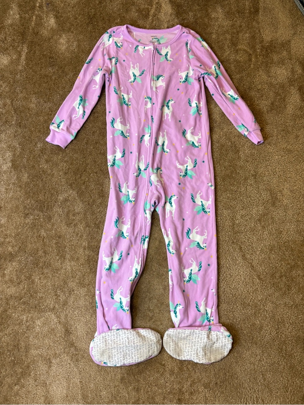 Carter's Lavender Unicorn Footed One-Piece Pajamas